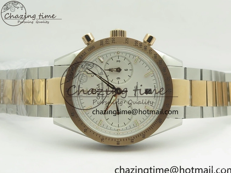 0106 Thermal Speedmaster ’57 Co-Axial SS RG OMF 1:1 Best Edition White Dial On SS RG Bracelet A9300 (Free Leather Strap) 8074